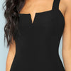Black V-Cut Front Bodysuit Sexy Straps Plain Skinny Sleeveless Bodysuits - Vimost Shop