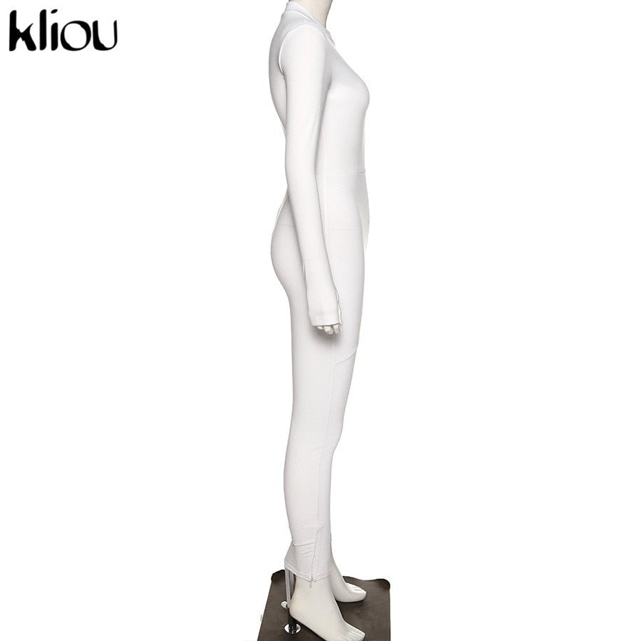 Black/white Sexy Bodycon tracksuit Jumpsuit Women fitness Romper Long Sleeve - Vimost Shop