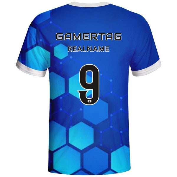 Blue Design Esports Round Tshirts With Name and Number - Vimost Shop