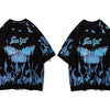 Blue Flame Butterfly Printed T Shirt Men Harajuku Streetwear Short Sleeve Casual Cotton Crew Neck Tees Shirt - Vimost Shop