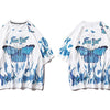 Blue Flame Butterfly Printed T Shirt Men Harajuku Streetwear Short Sleeve Casual Cotton Crew Neck Tees Shirt - Vimost Shop