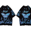 Blue Flame Butterfly Printed T Shirt Men Harajuku Streetwear Short Sleeve Casual Cotton Crew Neck Tees Shirt - Vimost Shop