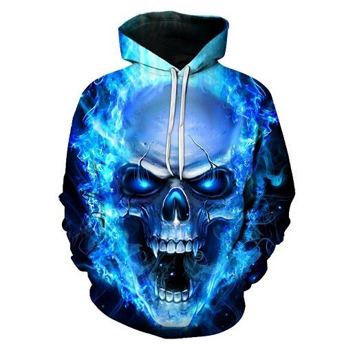 Blue Flame Skull Hoodies 3D Sweatshirts Men Women Hooded Loose Tracksuits Autumn Winter Coat Streetwear Funny Jackets Hoodie - Vimost Shop