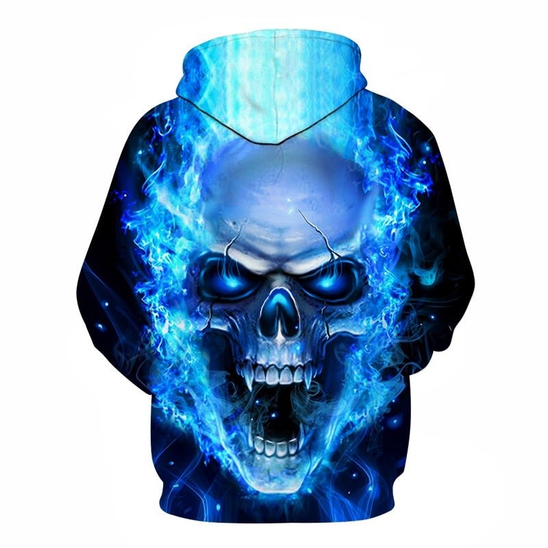 Blue Flame Skull Hoodies 3D Sweatshirts Men Women Hooded Loose Tracksuits Autumn Winter Coat Streetwear Funny Jackets Hoodie - Vimost Shop