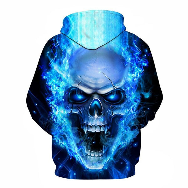 Blue Flame Skull Hoodies 3D Sweatshirts Men Women Hooded Loose Tracksuits Autumn Winter Coat Streetwear Funny Jackets Hoodie - Vimost Shop