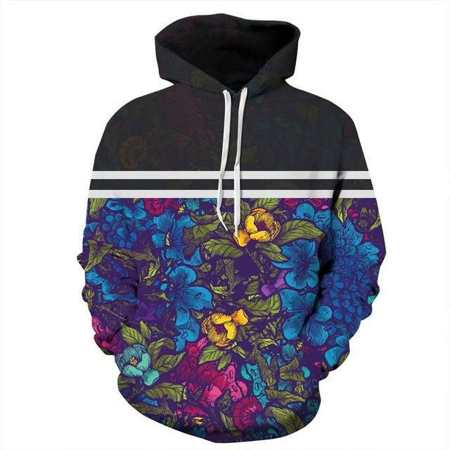 Blue Flower Green Leaf 3D Sweatshirts - Vimost Shop