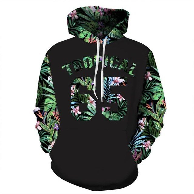Blue Flower Green Leaf 3D Sweatshirts - Vimost Shop