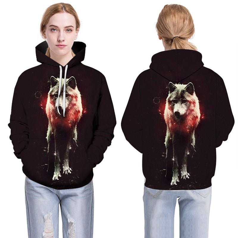 Blue rose Wolf Hoodies Men 3D Sweatshirts Harajuku Hoody Quality Pullover Streatwear Tracksuits hip hop tops - Vimost Shop