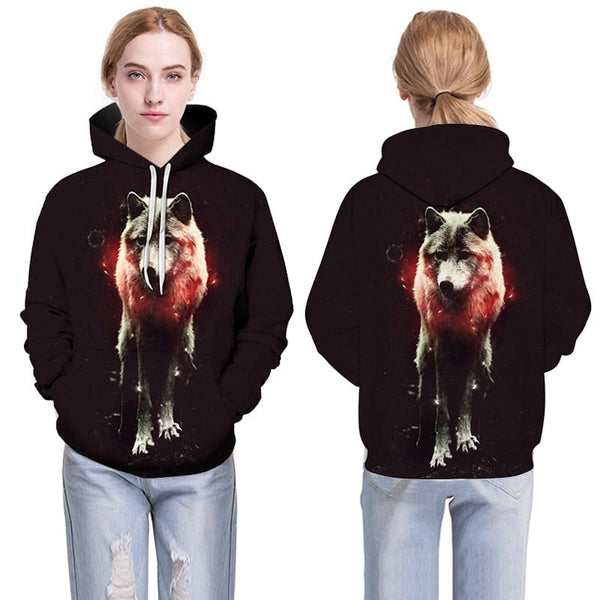Blue rose Wolf Hoodies Men 3D Sweatshirts Harajuku Hoody Quality Pullover Streatwear Tracksuits hip hop tops - Vimost Shop