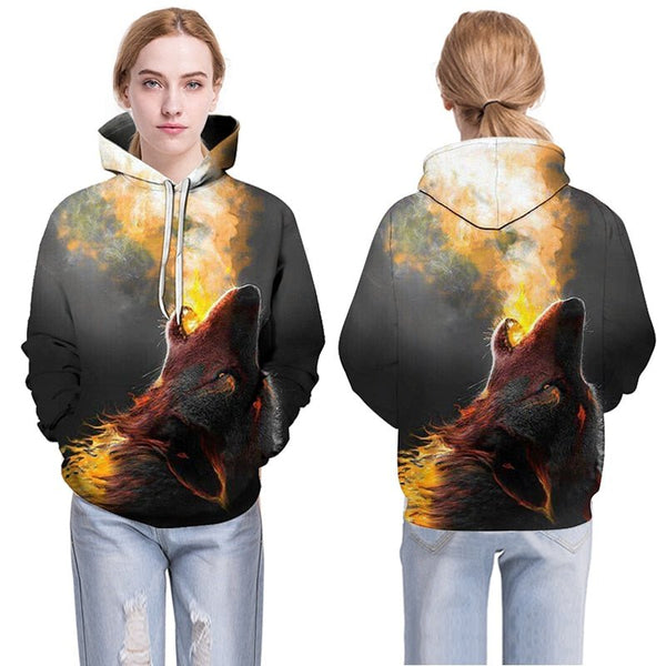 Blue rose Wolf Hoodies Men 3D Sweatshirts Harajuku Hoody Quality Pullover Streatwear Tracksuits hip hop tops - Vimost Shop