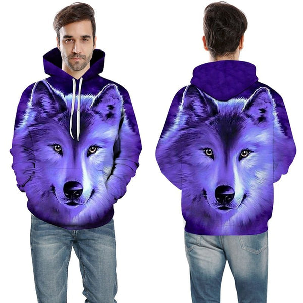 Blue rose Wolf Hoodies Men 3D Sweatshirts Harajuku Hoody Quality Pullover Streatwear Tracksuits hip hop tops - Vimost Shop
