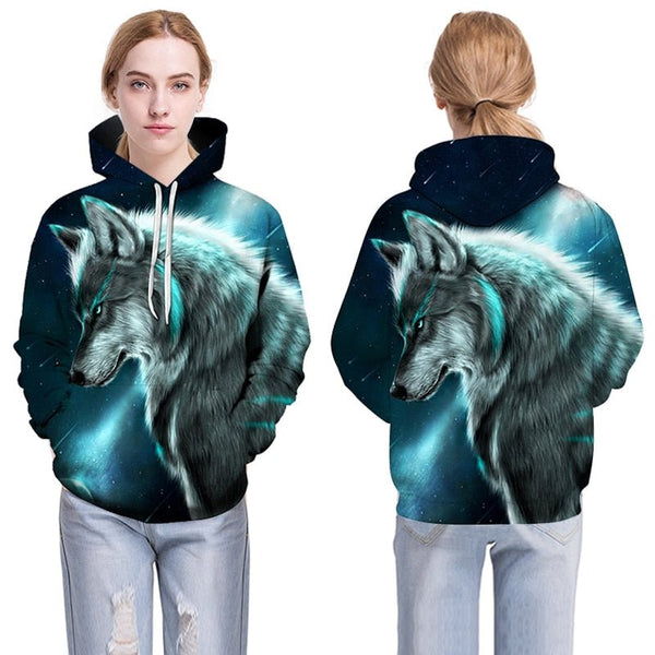 Blue rose Wolf Hoodies Men 3D Sweatshirts Harajuku Hoody Quality Pullover Streatwear Tracksuits hip hop tops - Vimost Shop