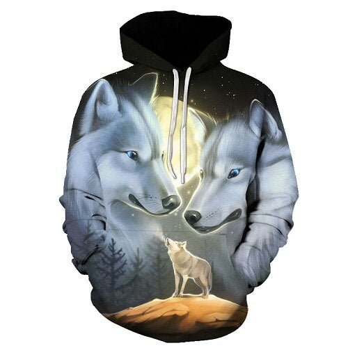Blue rose Wolf Hoodies Men 3D Sweatshirts Harajuku Hoody Quality Pullover Streatwear Tracksuits hip hop tops - Vimost Shop