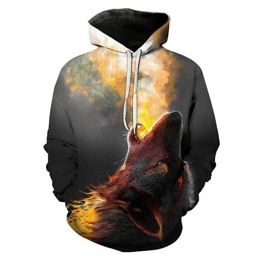 Blue rose Wolf Hoodies Men 3D Sweatshirts Harajuku Hoody Quality Pullover Streatwear Tracksuits hip hop tops - Vimost Shop
