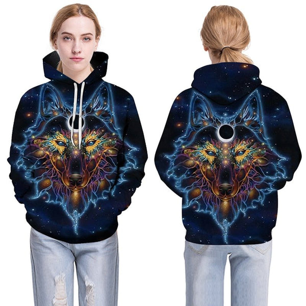 Blue rose Wolf Hoodies Men 3D Sweatshirts Harajuku Hoody Quality Pullover Streatwear Tracksuits hip hop tops - Vimost Shop