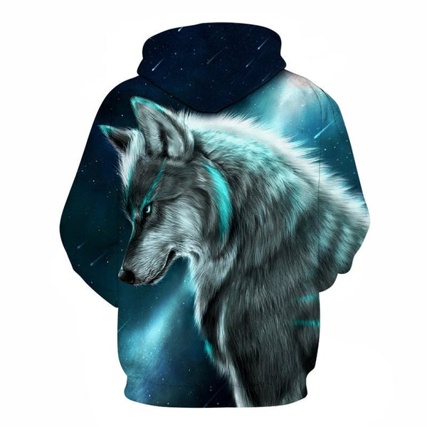 Blue rose Wolf Hoodies Men 3D Sweatshirts Harajuku Hoody Quality Pullover Streatwear Tracksuits hip hop tops - Vimost Shop