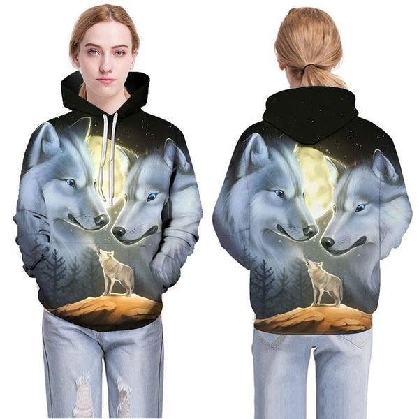Blue rose Wolf Hoodies Men 3D Sweatshirts Harajuku Hoody Quality Pullover Streatwear Tracksuits hip hop tops - Vimost Shop