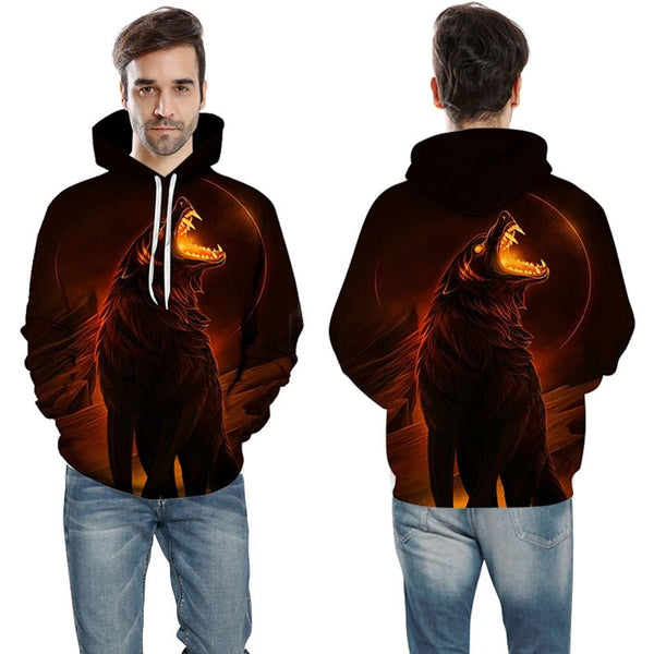 Blue rose Wolf Hoodies Men 3D Sweatshirts Harajuku Hoody Quality Pullover Streatwear Tracksuits hip hop tops - Vimost Shop