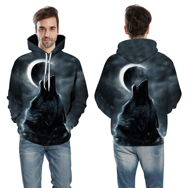 Blue rose Wolf Hoodies Men 3D Sweatshirts Harajuku Hoody Quality Pullover Streatwear Tracksuits hip hop tops - Vimost Shop