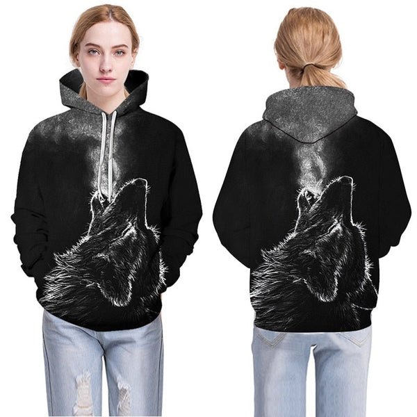 Blue rose Wolf Hoodies Men 3D Sweatshirts Harajuku Hoody Quality Pullover Streatwear Tracksuits hip hop tops - Vimost Shop