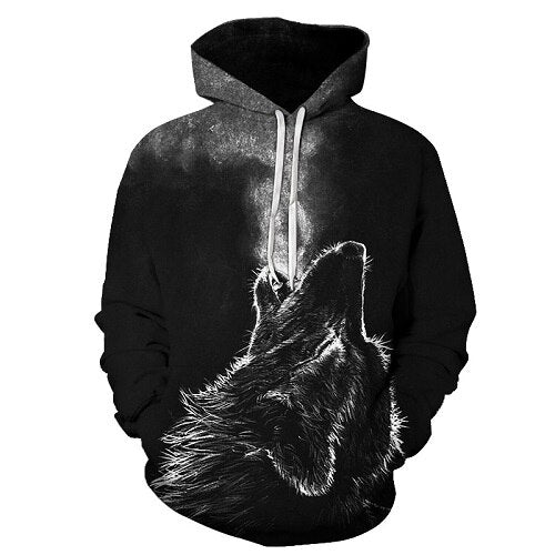 Blue rose Wolf Hoodies Men 3D Sweatshirts Harajuku Hoody Quality Pullover Streatwear Tracksuits hip hop tops - Vimost Shop