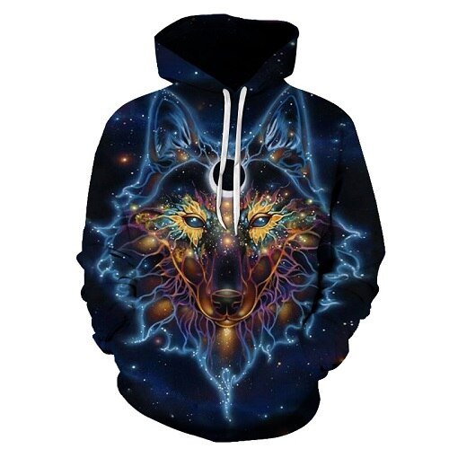 Blue rose Wolf Hoodies Men 3D Sweatshirts Harajuku Hoody Quality Pullover Streatwear Tracksuits hip hop tops - Vimost Shop