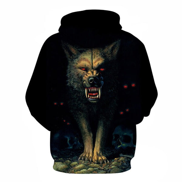 Blue rose Wolf Hoodies Men 3D Sweatshirts Harajuku Hoody Quality Pullover Streatwear Tracksuits hip hop tops - Vimost Shop