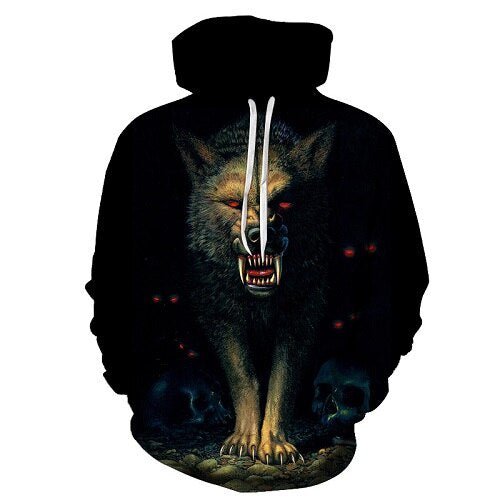 Blue rose Wolf Hoodies Men 3D Sweatshirts Harajuku Hoody Quality Pullover Streatwear Tracksuits hip hop tops - Vimost Shop