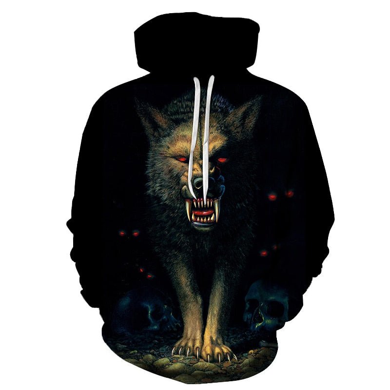 Blue rose Wolf Hoodies Men 3D Sweatshirts Harajuku Hoody Quality Pullover Streatwear Tracksuits hip hop tops - Vimost Shop