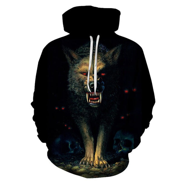 Blue rose Wolf Hoodies Men 3D Sweatshirts Harajuku Hoody Quality Pullover Streatwear Tracksuits hip hop tops - Vimost Shop