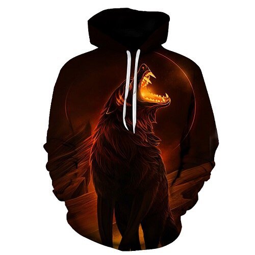 Blue rose Wolf Hoodies Men 3D Sweatshirts Harajuku Hoody Quality Pullover Streatwear Tracksuits hip hop tops - Vimost Shop