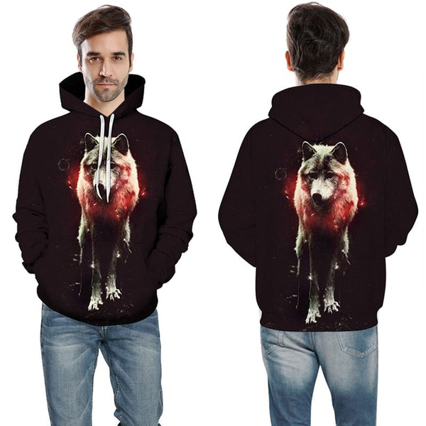Blue rose Wolf Hoodies Men 3D Sweatshirts Harajuku Hoody Quality Pullover Streatwear Tracksuits hip hop tops - Vimost Shop