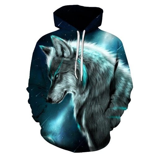 Blue rose Wolf Hoodies Men 3D Sweatshirts Harajuku Hoody Quality Pullover Streatwear Tracksuits hip hop tops - Vimost Shop