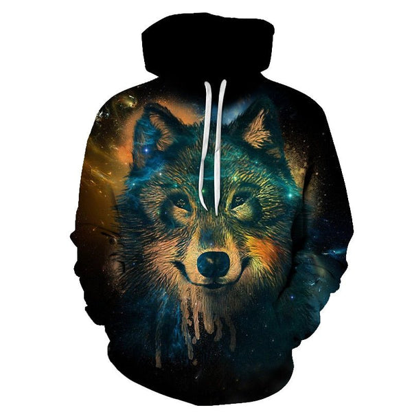 Blue rose Wolf Hoodies Men 3D Sweatshirts Harajuku Hoody Quality Pullover Streatwear Tracksuits hip hop tops - Vimost Shop