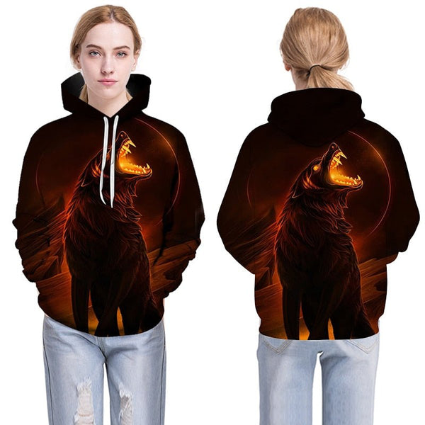 Blue rose Wolf Hoodies Men 3D Sweatshirts Harajuku Hoody Quality Pullover Streatwear Tracksuits hip hop tops - Vimost Shop