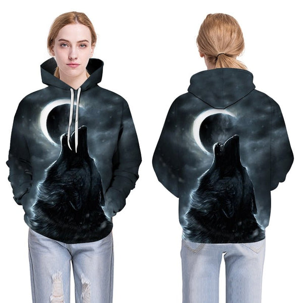 Blue rose Wolf Hoodies Men 3D Sweatshirts Harajuku Hoody Quality Pullover Streatwear Tracksuits hip hop tops - Vimost Shop