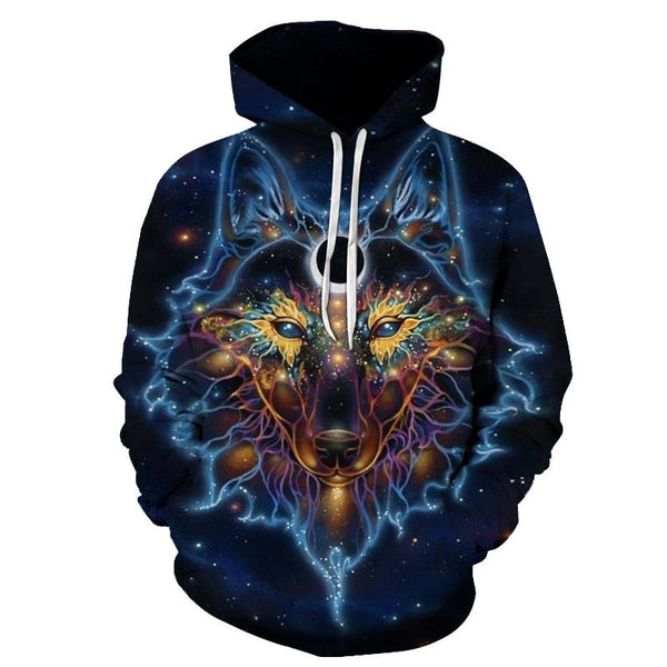 Blue rose Wolf Hoodies Men 3D Sweatshirts Harajuku Hoody Quality Pullover Streatwear Tracksuits hip hop tops - Vimost Shop