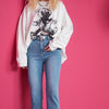 Blue Solid High Waist Washed Casual Flare Jeans Women,Spring Pure Pearls Hem Minimalist Ladies Basic Daily Trousers - Vimost Shop