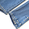 Blue Solid High Waist Washed Casual Flare Jeans Women,Spring Pure Pearls Hem Minimalist Ladies Basic Daily Trousers - Vimost Shop
