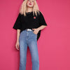 Blue Solid High Waist Washed Casual Flare Jeans Women,Spring Pure Pearls Hem Minimalist Ladies Basic Daily Trousers - Vimost Shop