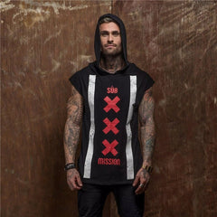 Bodybuilding Stringer Tank Top with hooded Mens Gyms Clothing Fitness Mens Sleeveless Vests Cotton Singlets Muscle Sports vest