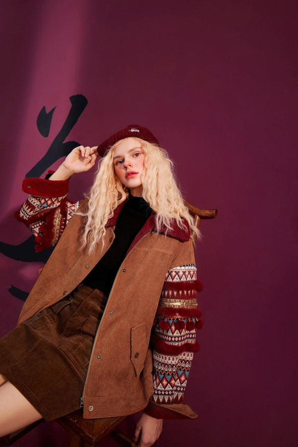 Bohemia Corduroy Single Breasted Casual Padded Coat Women,Winter ELF Full Sleeve Korean Female Warmness Outwears - Vimost Shop