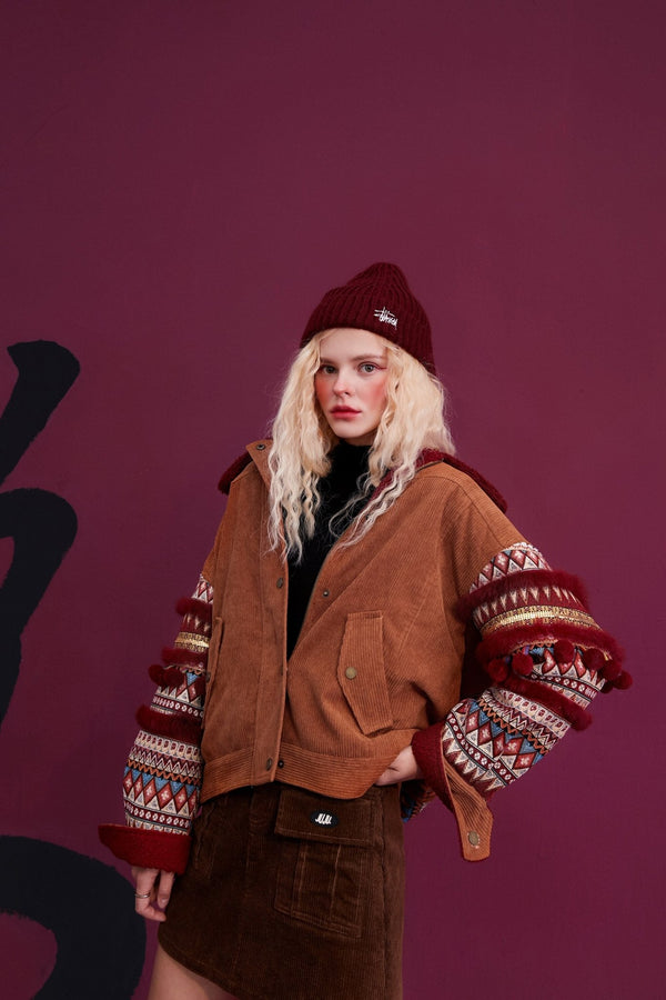 Bohemia Corduroy Single Breasted Casual Padded Coat Women,Winter ELF Full Sleeve Korean Female Warmness Outwears - Vimost Shop