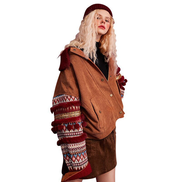 Bohemia Corduroy Single Breasted Casual Padded Coat Women,Winter ELF Full Sleeve Korean Female Warmness Outwears - Vimost Shop