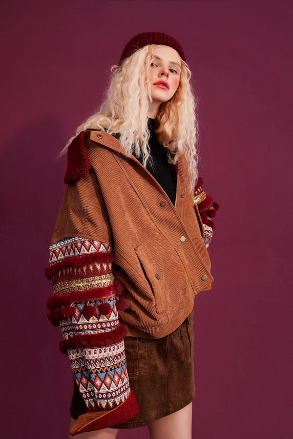 Bohemia Corduroy Single Breasted Casual Padded Coat Women,Winter ELF Full Sleeve Korean Female Warmness Outwears - Vimost Shop