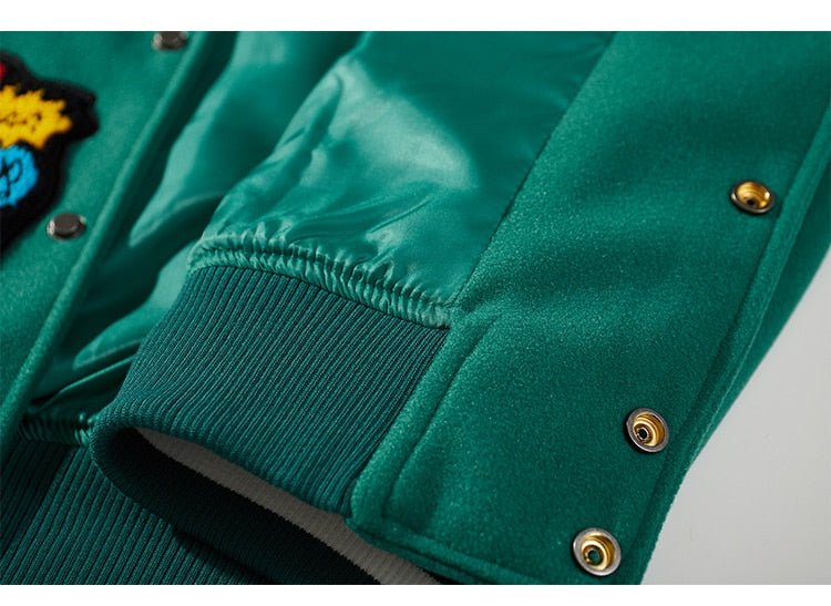 Bomber Jacket Men Cartoon Comics Boys Patch Furry Letter Baseball Coats High Street Hip Hop Japanese Varsity Streetwear - Vimost Shop