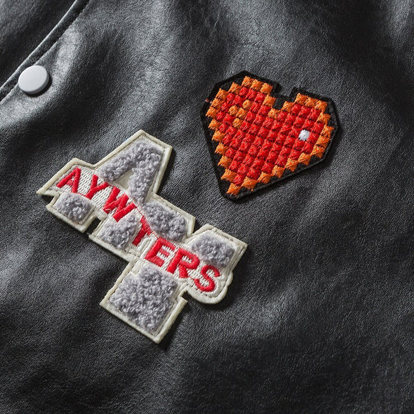 Bomber Jacket Men Colorful Striped Patchwork Heart Letter Patch Hip Hop College Style Baseball Coats Autumn Streetwear - Vimost Shop