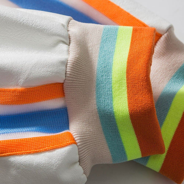 Bomber Jacket Men Colorful Striped Patchwork Heart Letter Patch Hip Hop College Style Baseball Coats Autumn Streetwear - Vimost Shop