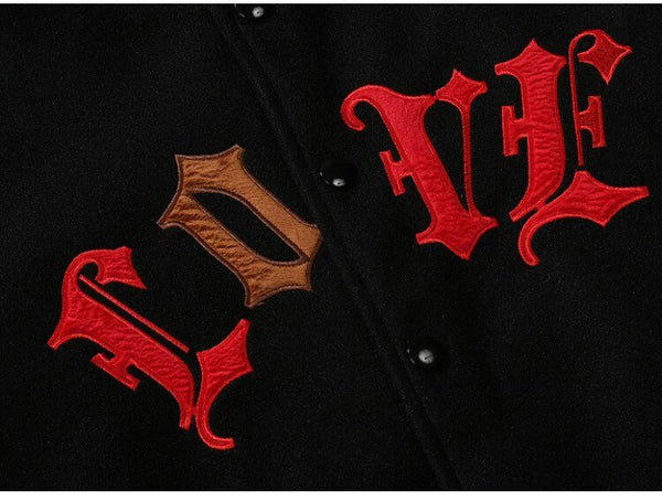 Bomber Jacket Men Letter Embroidery Heart-shaped Patch Patchwork Baseball Coat Retro Hip Hop Fashion Varsity Jacket Men - Vimost Shop