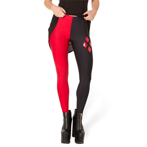 Brand Harley Quinn Leggings Fashion Women Clothes Digital Print Pants New FitnessRed and black spell Ling grid leggins - Vimost Shop